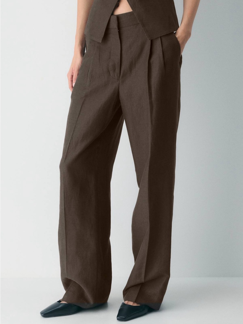 Aritzia The Effortless Pant CruiseLinen Root Brown Wide Leg High Rise Trouser 4